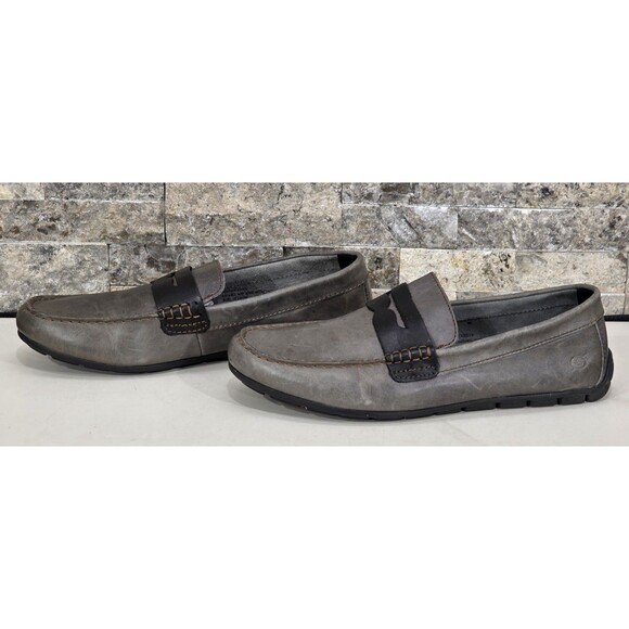 Born Men\'s Andes Leather Penny Loafer Driving Mocs Shoe Gray Black Casual 9.5M main image 4